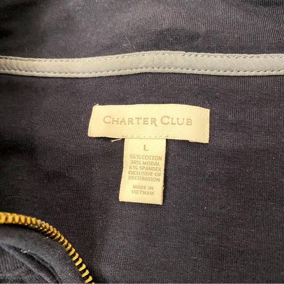 Charter Club Knit Jacket Navy Blue Zip Up - Picture 3 of 5